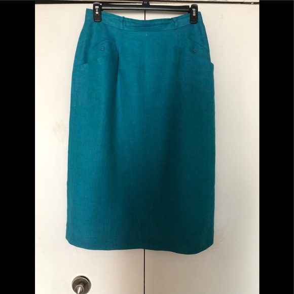 Escada Linen Exclusive Skirt Sz M(Euro 40)Midi Elegance Pockets Gorgeous Vintage - Picture 12 of 13